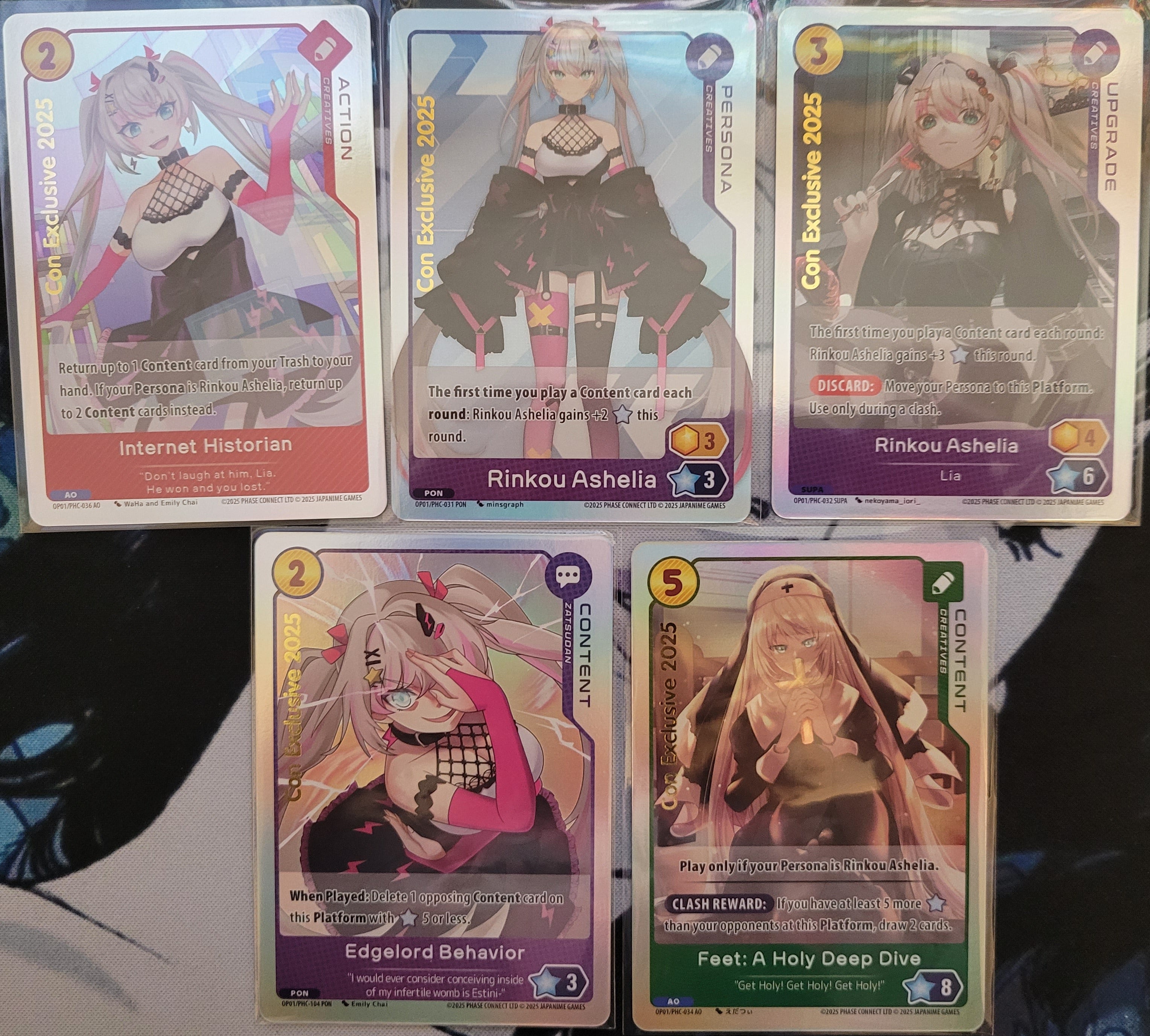 Rinkou Ashelia Lia 2025 Con Exclusive Foil Full Set of 5 Cards